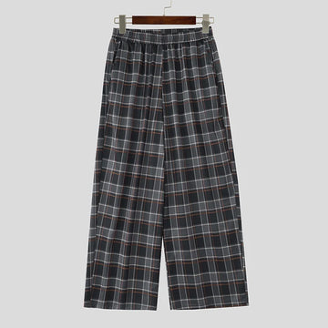 AIDASE  -  Men Plaid Pants Elastic Waist Joggers Loose Casual Trousers Men Streetwear 2025 Korean Style Fashion Male Wide Leg Pants aidase-shop